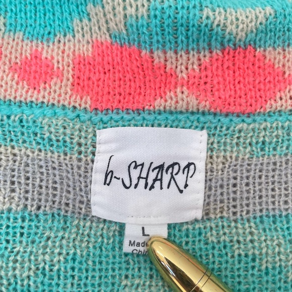 Aztec Tribal Print Mohair Blend Open Front Waterfall Knit Cardigan Sweater Large - Picture 6 of 15